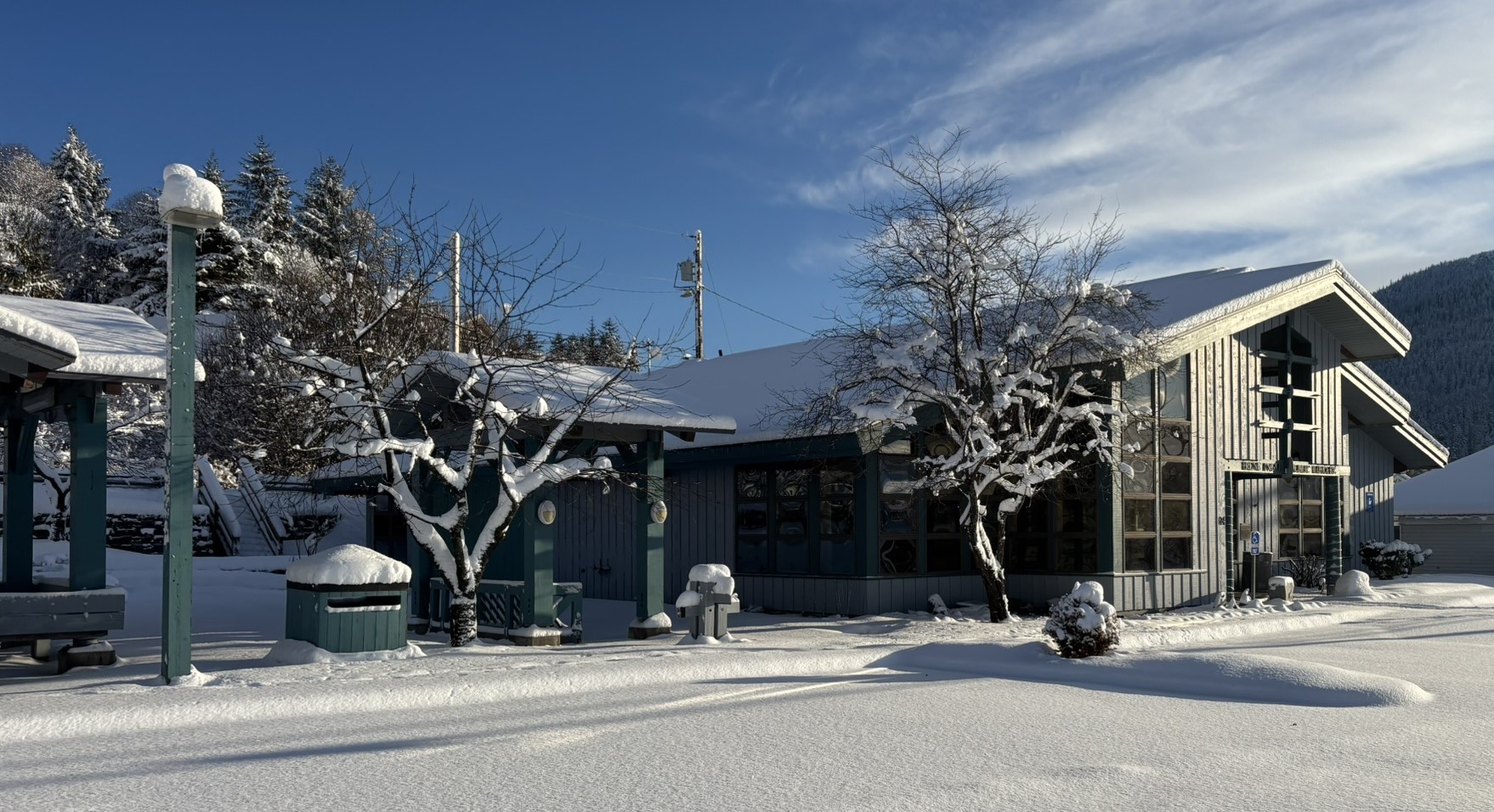 Library in snow 2024