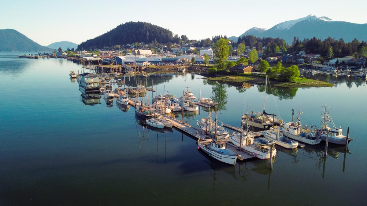 Aerial view of the Wrangell Harbor Basin